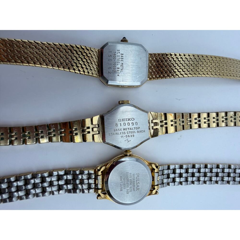 Vintage Womens Watch Lot of 3 Seiko Lassale Seiko Pulsar Gold Tone Untested - Picture 8 of 9